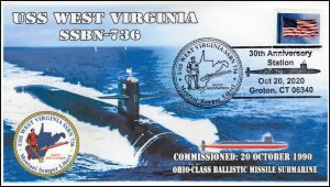 20-274, 2020, USS West Virginia, Event Cover, Pictorial Postmark, SSBN-736,