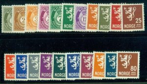 NORWAY #187-202A Complete Lion set, unwatermarked, og, NH, VF, Scott $150.00