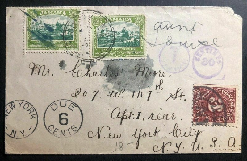 1925 Montego Bay Jamaica Cover To New York USA Postage Due