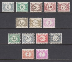 Belgium Sc J22/J39B MNH. 1922-45 Postage Dues, 14 diff, fresh, bright, F-VF