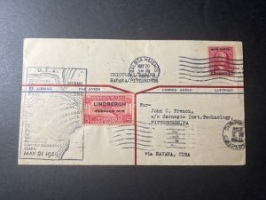 1929 Canal Zone Dual Postage Airmail FFC Cover Balboa Heights to PA USA