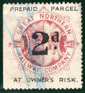 GB GNR RAILWAY Parcel (& Letter) Stamp 2d Great Northern Used {samwells}WHB47