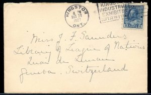 1927 Toronto #115 EIGHT cent single use to SWITZERLAND  Cat $75 Canada cover