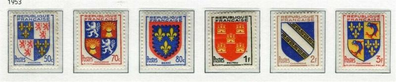 FRANCE; 1953 early Coat of Arms issue fine Mint hinged SET