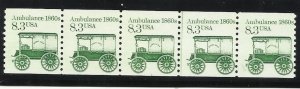 2128 8.3c Coil Pl#(1) Line Strip of 5 MNH F/VF Centering  ​