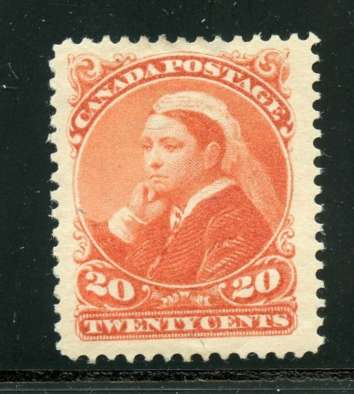 CANADA  QUEEN VISTORIA 20c ORANGE VF/XF  SCOTT# 46 MINT HINGED-SCOTT $475.00