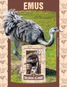 SOLOMON IS. - 2016 - Emus - Perf Souv Sheet - Mint Never Hinged