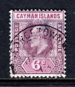 CAYMAN IS. — SCOTT 26 — 1908 6d KEVII ISSUE — USED — SCV $52