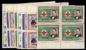 Guatemala #C235-242 Cat$84.40, 1960 World Refugee Year, complete set in block...