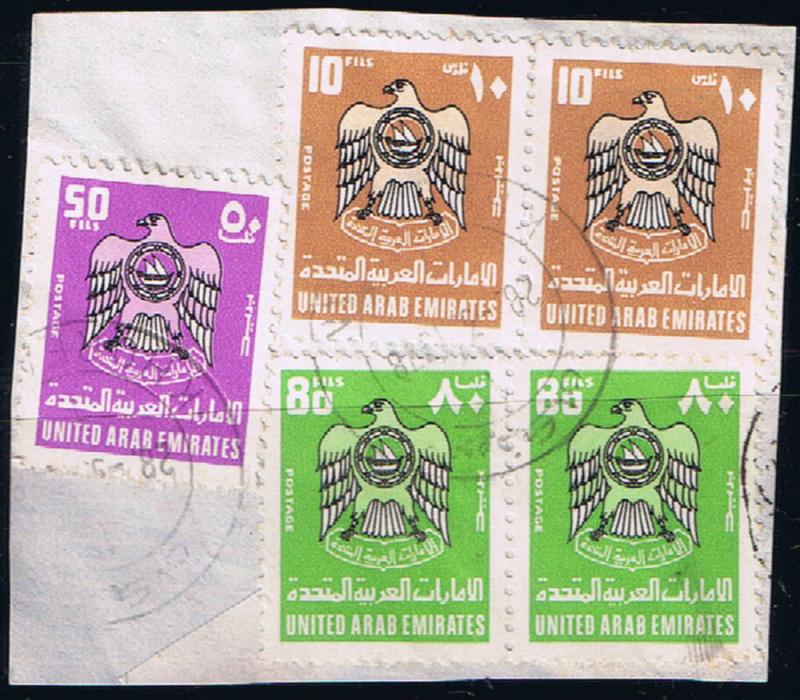 UAE. United Arab Emirates. Stamps on piece.SC 92x2, 95, 9...