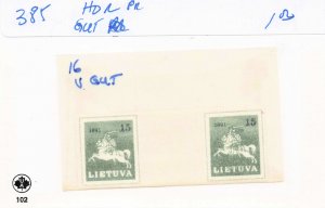 LITHUANIA  385  HOR PAIR WITH GUTTER   MNH