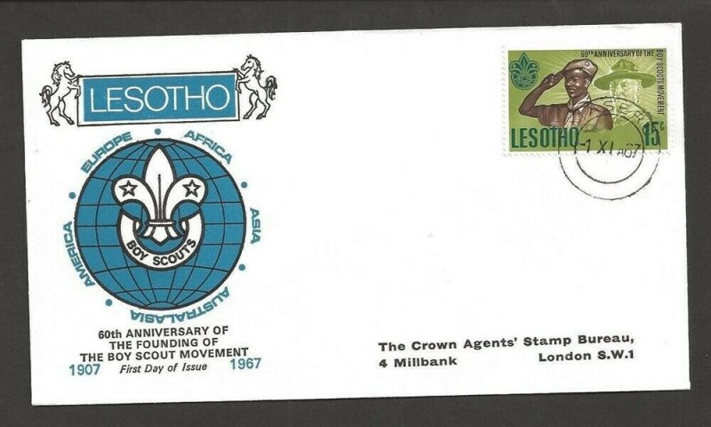 1967 Lesotho Boy Scouts 60th anniversary FDC