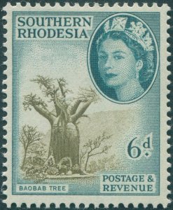 Southern Rhodesia 1953 6d brown-olive & deep turquoise-green SG84 unused