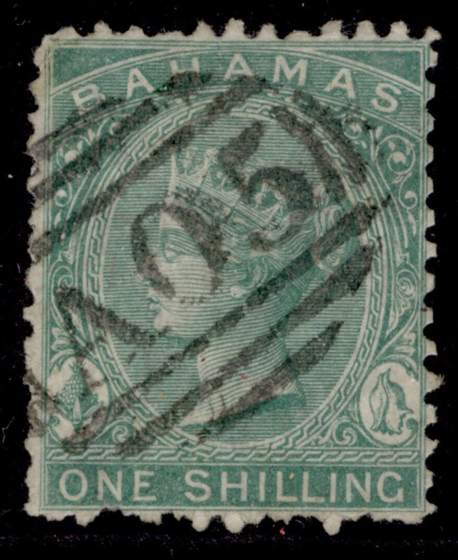 BAHAMAS QV SG38, 1s green, USED. Cat £300. WMK CC