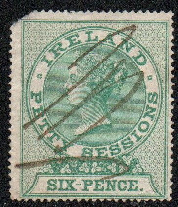 Ireland Petty Sessions 6p Fiscal Stamp Used