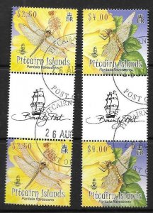 PITCAIRN ISLANDS SG788/9 2009 DRAGONFLY GUTTER PAIR FINE USED.