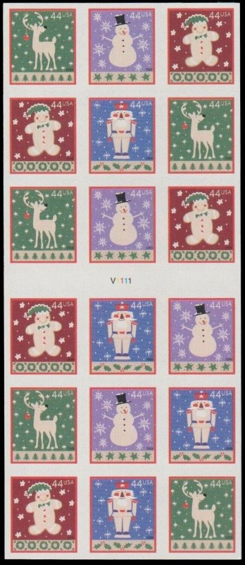 Winter Holidays Pane of Eighteen 44 Cent Postage Stamps Scott 4432b