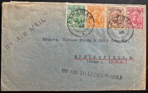 1948 Zanzibar Airmail Cover  To Springfield MA USA Via London England