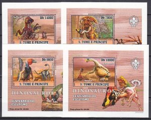 St. Thomas, 2007 issue. Dinosaurs on 4 s/sheets.  ^