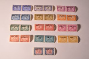 Italy Trieste Scott# J16-J29 MNH OG Pairs Postage Due set 1949-54 Mint  AMG FTT