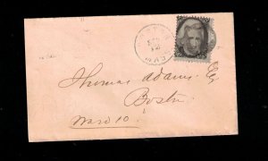 USA #73 Used On Cover Tied By Negative Heart Cancel Used Locally To Boston