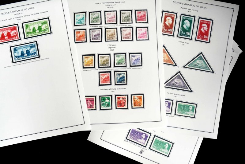 COLOR PRINTED CHINA P.R.C. 1949-1976 STAMP ALBUM PAGES (134 illustrated pages)