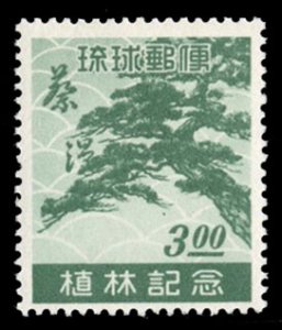 United States Possessions, Ryukyu Islands #15 Cat$40, 1951 3y dark green, nev...