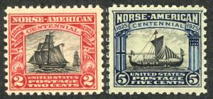 US #620 - 621 VF mint never hinged, Norse American Set,  post office fresh,  ...