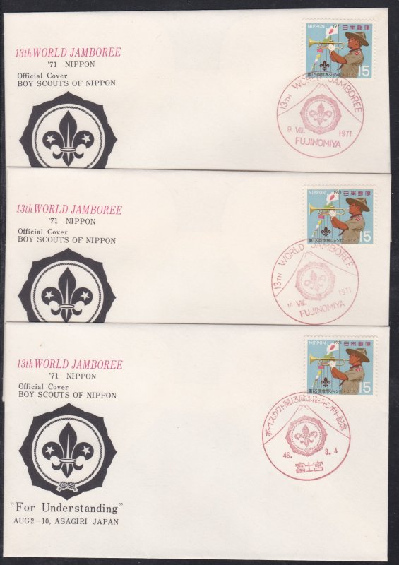 Japan # 1090, Scouting 13th World Jamboree, 9 Diff, Special Cachet 1st Day Cover