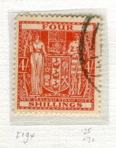 NEW ZEALAND; 1940s early GVI Postal Fiscal issue used Shade of 4s. value