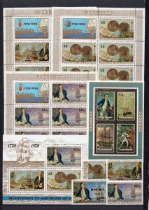 COOK ISLANDS 1978-1979 PAINTINGS/CAPT.COOK SET OF 4 STAMPS, 3 SHEETS & 2 S/S MNH