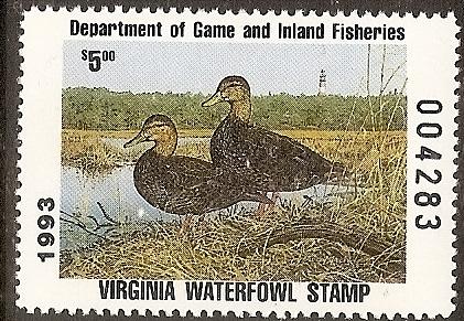 US-State-Virginia   6 MNH 1993 $5 Waterfowl Hunting Stamp