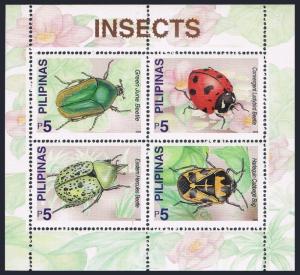 Philippines 2677e-2678e sheets,MNH. Beetles 2000.Green Jule,Ladybirds,Hercules,