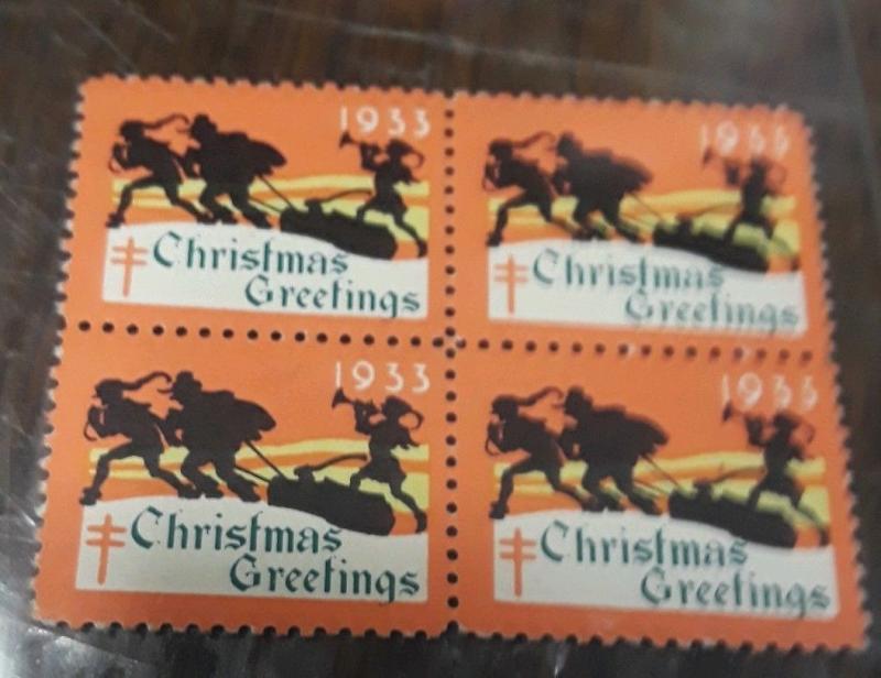 1933 Christmas Seal Block of 4 mnh