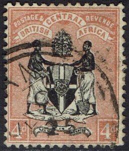 BRITISH CENTRAL AFRICA 1895 ARMS 4D NO WMK USED