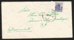 J) 1953 MEXICO, COLONIAL ARCHITECTURE OF PUEBLA, COMPLETE LETTER IN GREEN, AIRMA