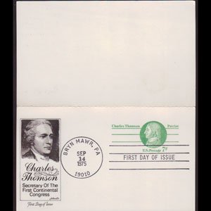 U.S.A. 1975 - Doubled Stamped Card - Patriot Thomason