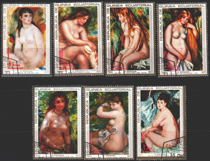 Equatorial Guinea. 1973. 208-14. Renoir, painting, nude. USED.