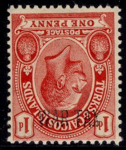 TURKS & CAICOS ISLANDS GV SG140d, 1d red, M MINT. Cat £65. OPT INVERTED AT TOP