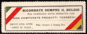 1914 Italy WW I Poster Stamp Internal Defense Soldier's Equipment Rome