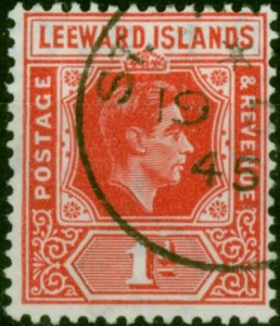 Leeward Islands 1942 1d Carmine SG99c Die B V.F.U