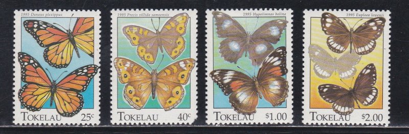 Tokelau # 213-216, Butterflies, # 214 has short perfs in corner, NH, 1/3 Cat.