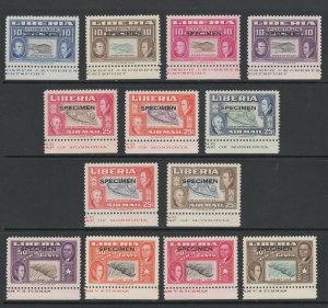 Liberia Sc 332/C69 MNH. 1952  Ashmun TCPs, Specimen overprints, 29 different, XF