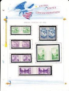 U S 1935 Special Printings Scott # 752-771 Gutter Pairs on White Ace Album Pages