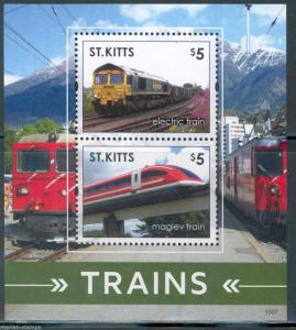 ST. KITTS 2015 TRAINS SOUVENIR SHEET II MINT NEVER HINGED