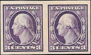 1908 US SC # 345 S UNUSED LH og PAIR  VERY LIGHT HINGE MARK NO REM -  VERY SOUND