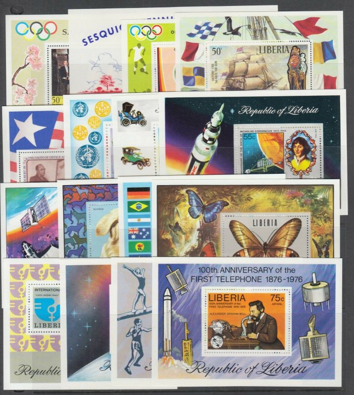 Liberia Sc Sc C190//C212 MNH. 1971-1976 issues, 16 diff Air Mail Souvenir Sheets