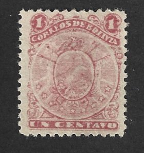 BOLIVIA Scott #35 Used 1c  Coat of Arms stamp 2017 CV $5.00