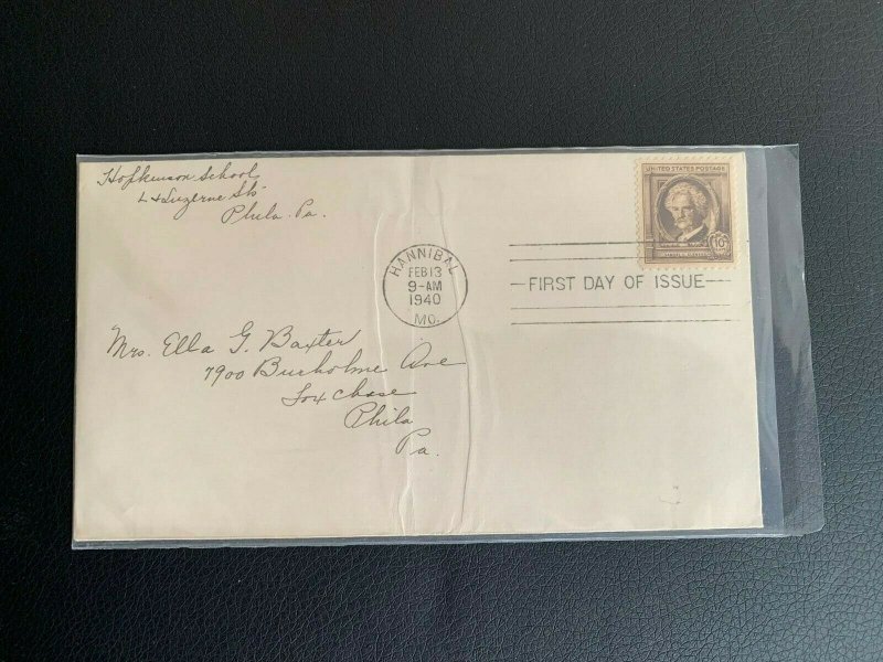 US 1940 Famous Author Samuel Clements (Scott 863) - FDC