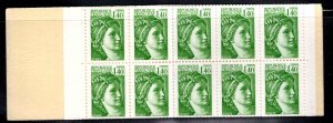 France Scott 1755 stamp booklet contains two MNH** panes of 10 stamps each